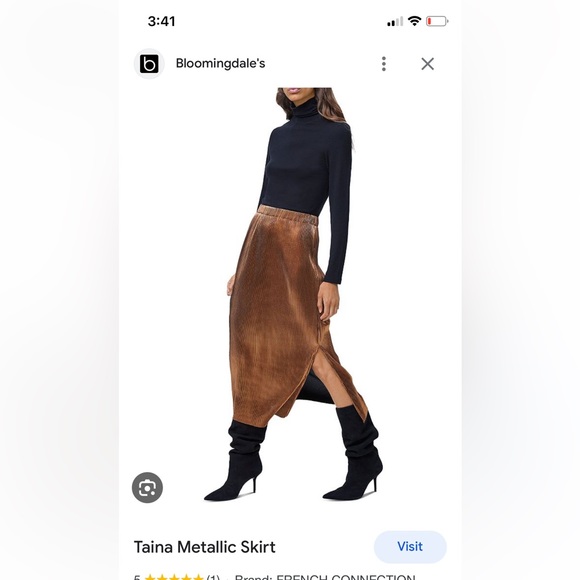 NWT French Connection Tania Metallic Skirt - Picture 4 of 4